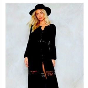 Black Crochet Trim Maxi Dress